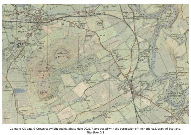 historic map image of melrose and st boswells
