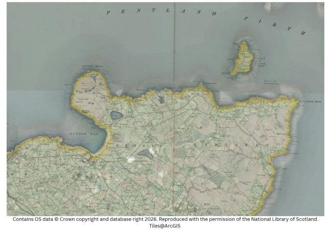 historic map image of Gills Bay on the northern pilgrimage way