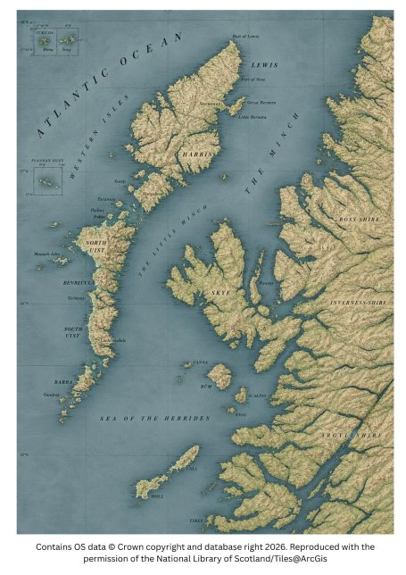 Historic map image of the outer hebrides