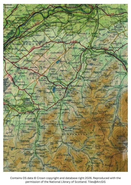 Historic map instinct of morebattle, kirk yetholm and hethpool