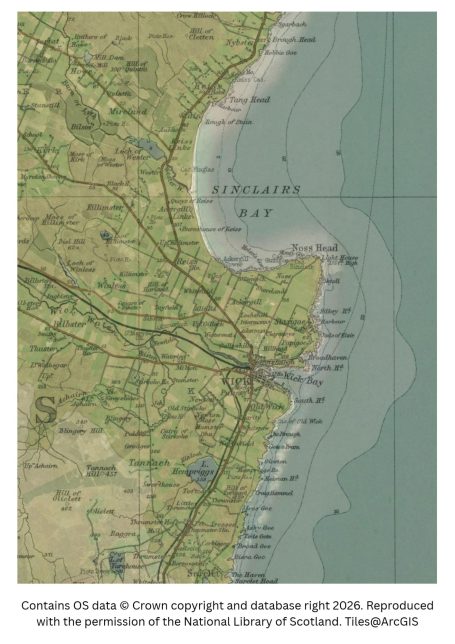 historic map image of wick on the northern pilgrims way