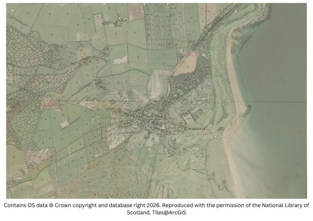 Historic map image of dornoch on the northern pilgrimage way