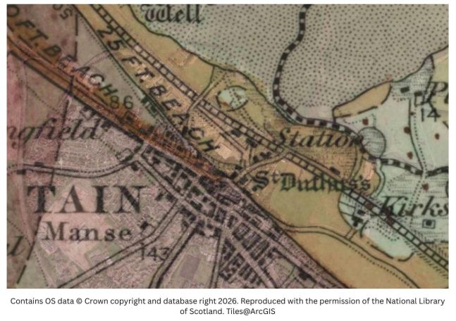 Historic Map image of tain on the northern pilgrimage way