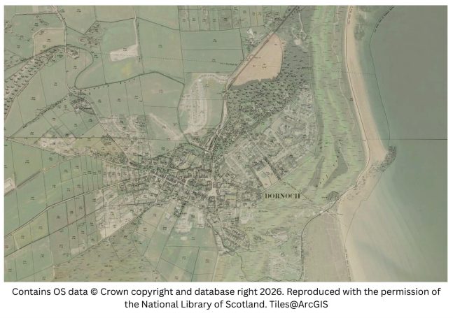Historic map image of dornoch on the northern pilgrimage way