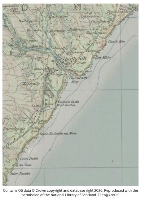 Historic map image of dunbeath on the northern pilgrimage way