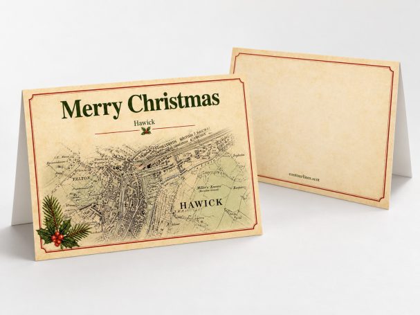 Historic map inspired christmas cards of Hawick