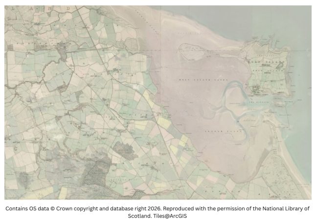 historic map image of fenwick to holy island
