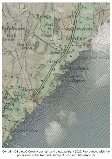 Historic map image of whaligoe on the northern pilgrimage way