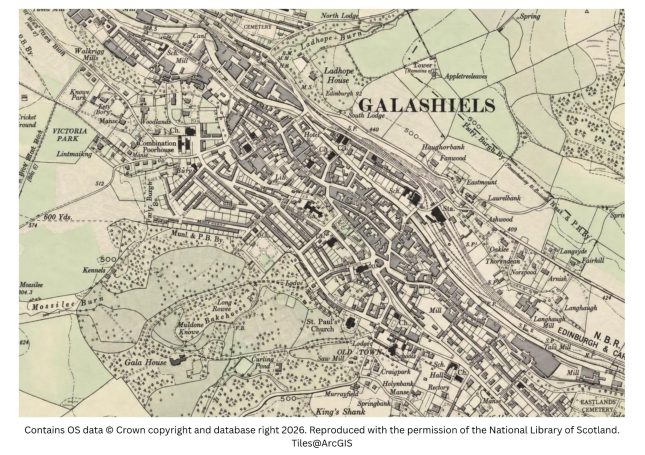 historic map image of galashiels