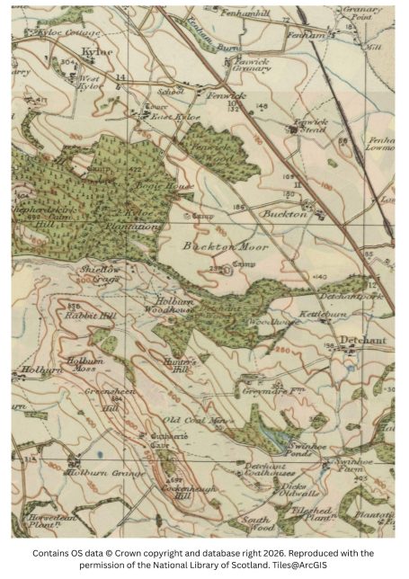 historic map image of st cuthberts cave to fenwick