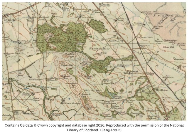 historic map image of st cuthberts cave to fenwick