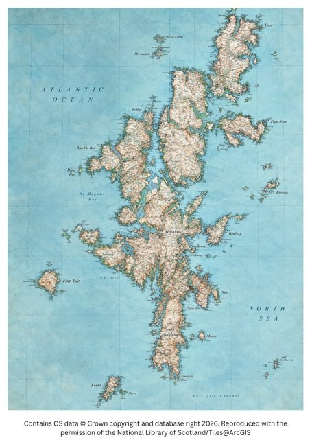 historic map image of shetland islands