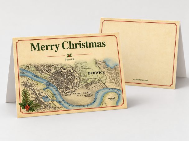 Historical map christmas card of berwick upon tweed in a6