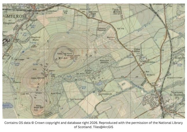 Historic map image of melrose and st boswells