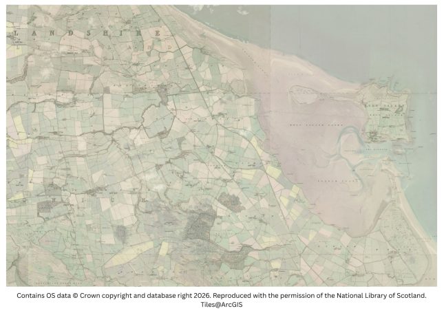 historic map image of fenwick to holy island
