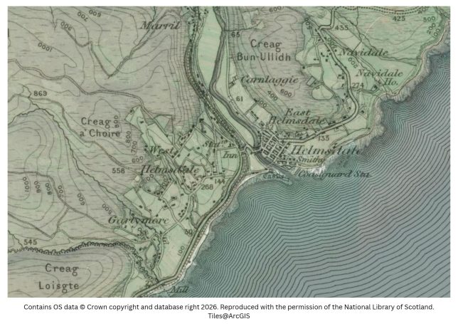 Historic map image of helmsdale on the northern pilgrimage way