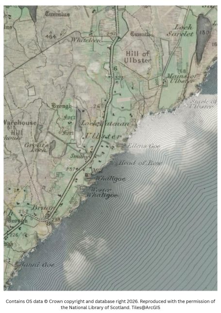 historic map image of whaligoe on the north pilgrimage way