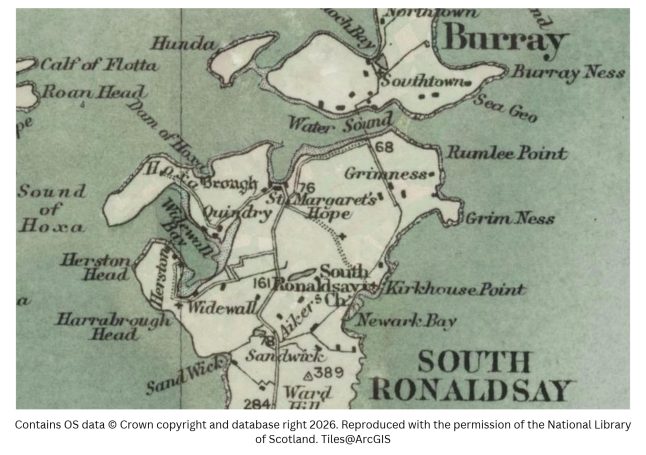 Historic map image of St Margaret's Hope on the northern pilgrimage way