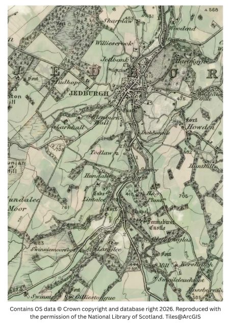 historic map image of jedburgh