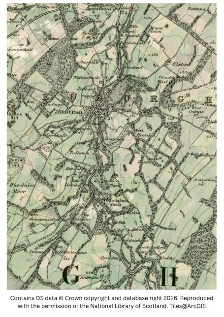 historic map image of jedburgh