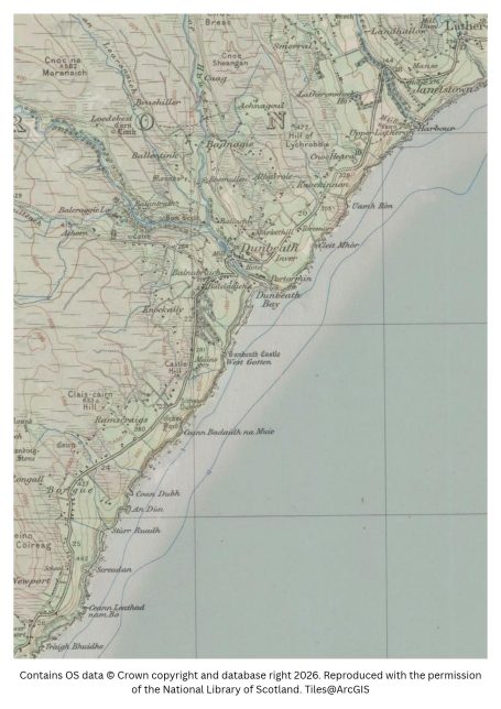 historic map image of dunbeath on the northern pilgrimage way