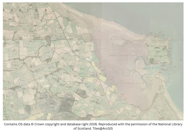 historic map image of fenwick to holy island