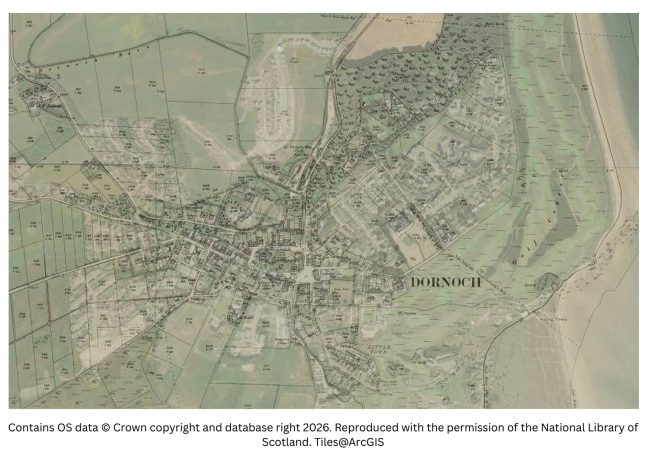 Historic map image of dornoch on the northern pilgrimage way