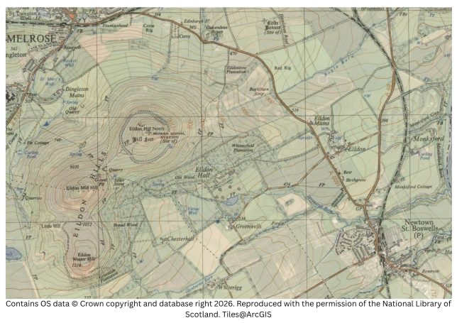 historic map image of melrose and st boswells