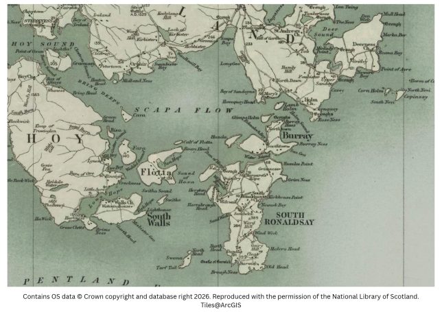 Historic map image of St Margaret's Bay on the Northern Pilgrimage Way