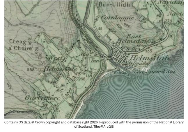 Historic map image of Helmsdale on the northern pilgrimage way