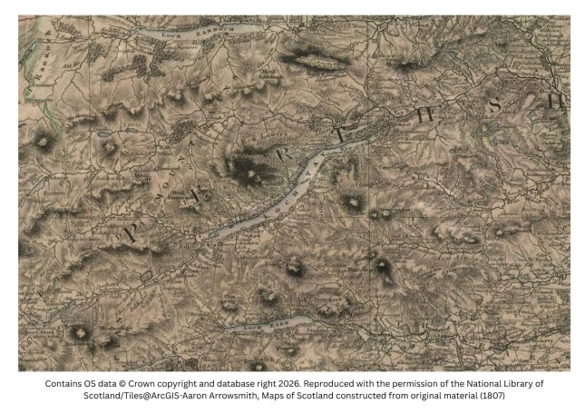 historic map image of the central scottish highlands