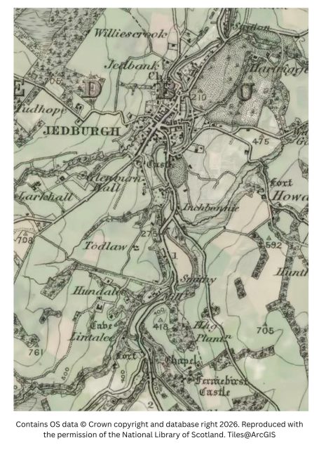 historic map image of jedburgh