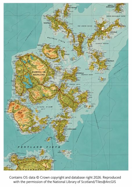 historic map image of orkney island chain