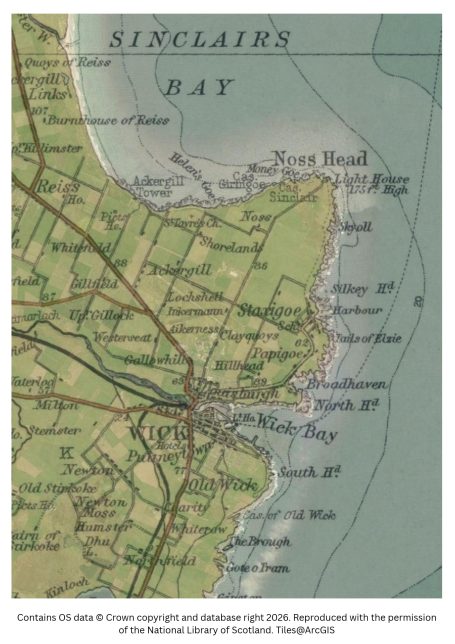 Historic map image of Wick on the northern pilgrimage way