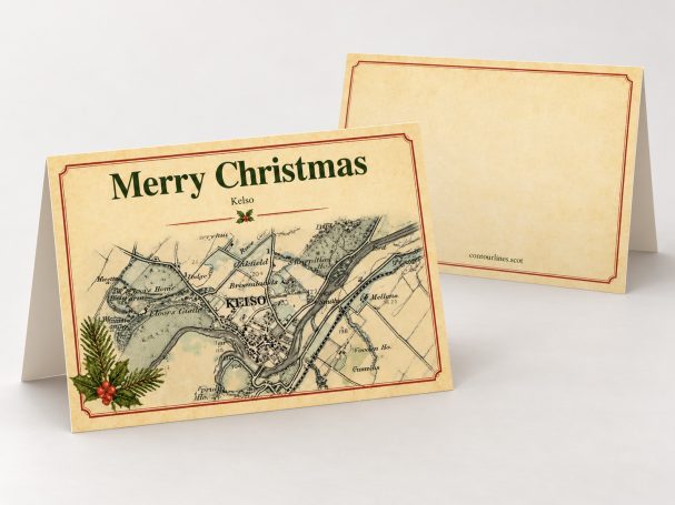 Historic map insprired christmas card of Kelso