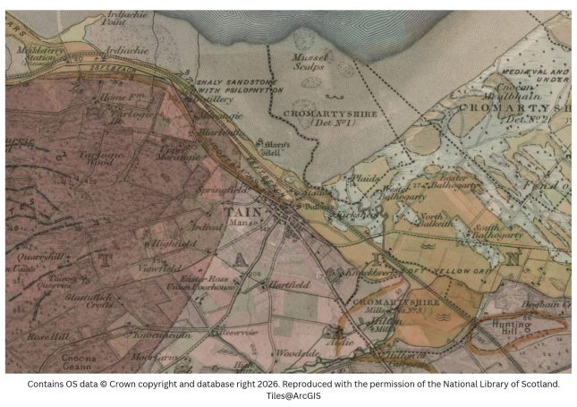 historic map image of tain on the northern pilgrimage way