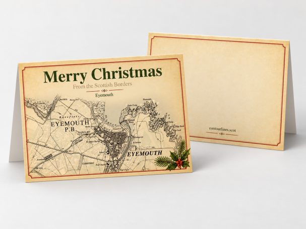Historical Map inspired christmas card of eyemouth
