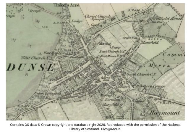 Historic map image of Dunse