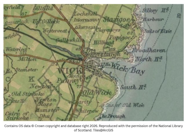 Historic map image of wick on the northen pilgrimage way