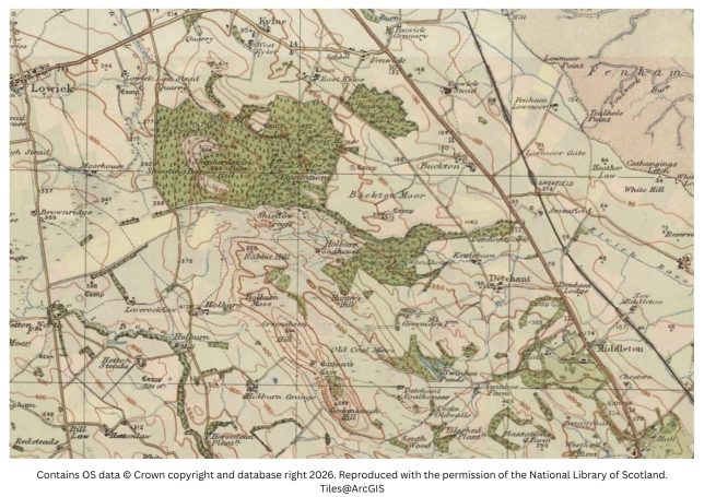 historic map image of st cuthberts cave to fenwick