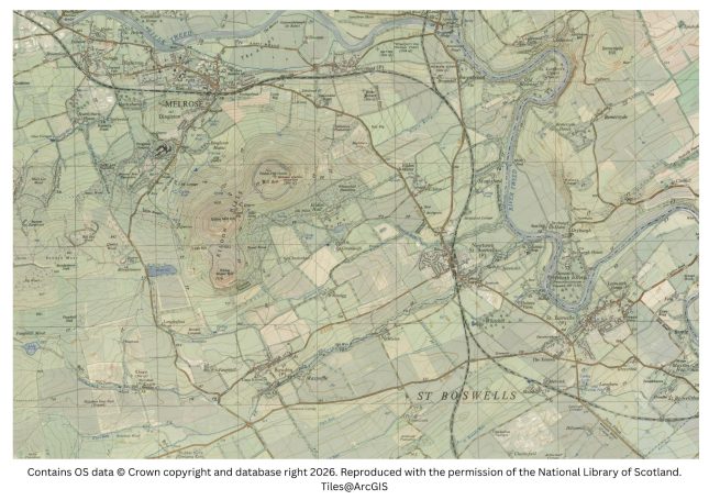 Historic map image of melrose and st boswells
