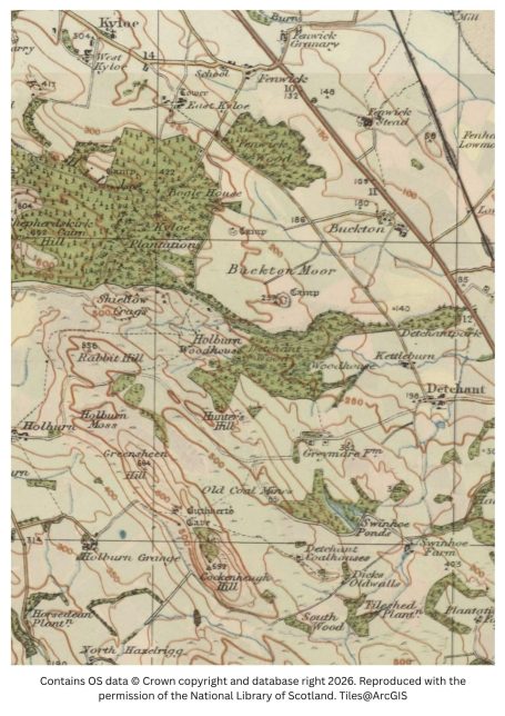 historic map image of st cuthberts cave to fenwick