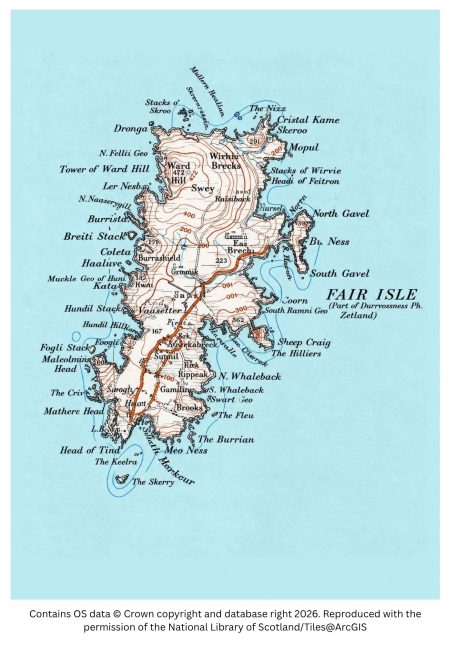 Historic map image of the shetland isles